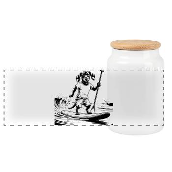 SUP SURFING - Panoramic Cookie Jar with Wooden Lid - white - Front