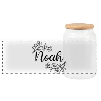 Noah | name of name | Vectorgraphic ! - Panorama Keksdose mit Holzdeckel - Weiß - Vorne