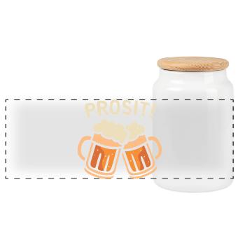 prosit Bier Fest - Biergläser Comic und Cartoon - Panorama Keksdose mit Holzdeckel - Weiß - Vorne