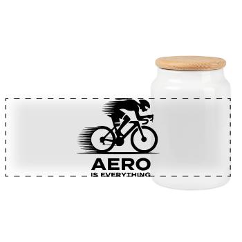 Aero Cyclist Silhouette Geschenk - Panorama Keksdose mit Holzdeckel - Weiß - Vorne