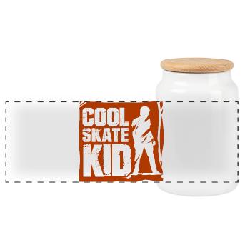 Skateboard Skateur - Boîte à biscuits avec couvercle en bois - blanc - Devant