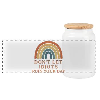 don t let idiots ruin your day - Panoramic Cookie Jar with Wooden Lid - white - Front