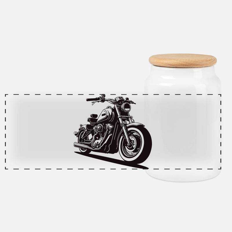 Retro Biker Style - Panorama Keksdose mit Holzdeckel - Weiß