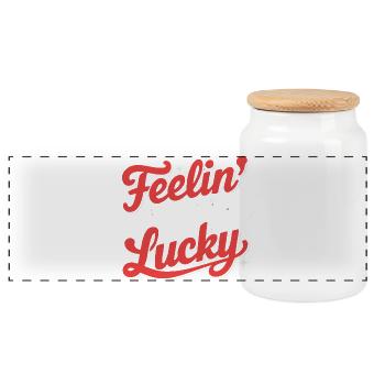 Feelin' Lucky - Panoramic Cookie Jar with Wooden Lid - white - Front