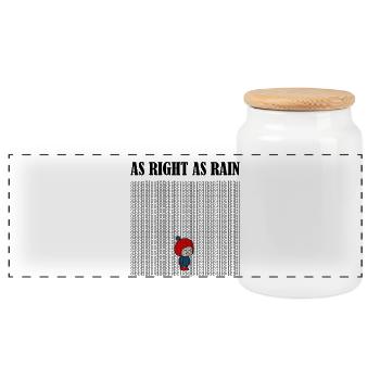 As_right_as_rain_black - Panoramic Cookie Jar with Wooden Lid - white - Front