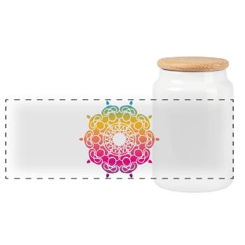 Yoga Mandala Ornament Gradient Colorful om - Panoramic Cookie Jar with Wooden Lid - white - Front
