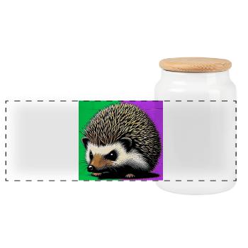 hérisson - Boîte à biscuits avec couvercle en bois - blanc - Devant