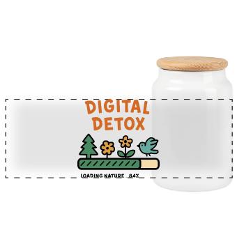 Détox numérique Nature Illustration - Boîte à biscuits avec couvercle en bois - blanc - Devant