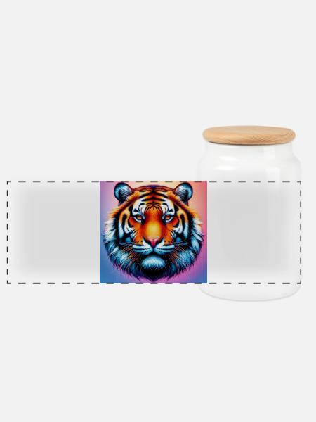 Tiger - Panorama Keksdose mit Holzdeckel - Weiß