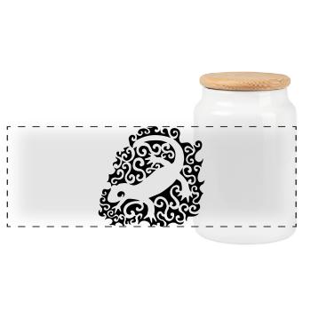 Salamandre Tribal - Boîte à biscuits avec couvercle en bois - blanc - Devant