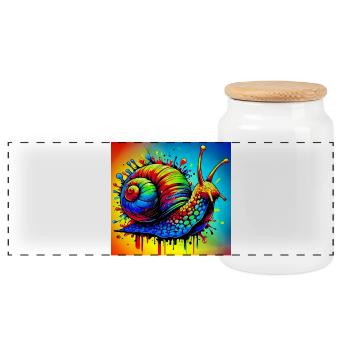 Schnecke - Panorama Keksdose mit Holzdeckel - Weiß - Vorne