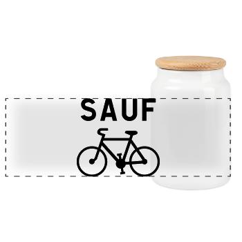 Except Vélo Noir - Panoramic Cookie Jar with Wooden Lid - white - Front
