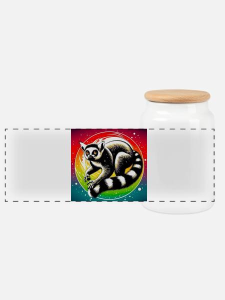 Lemur - Panorama Keksdose mit Holzdeckel - Weiß