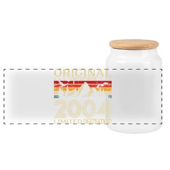 21. Geburtstag Vintage September Jahrgang 2004  - Panorama Keksdose mit Holzdeckel - Weiß - Vorne
