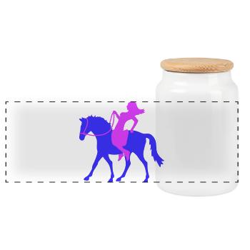 cheval cavalier fille femme équitation silhouette fun - Boîte à biscuits avec couvercle en bois - blanc - Devant