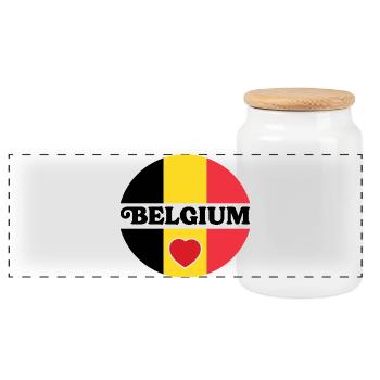 Design Belgium Cœurs Équilibrés - Boîte à biscuits avec couvercle en bois - blanc - Devant