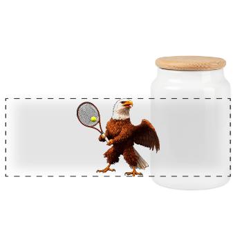 Adler Tennis - Panorama Keksdose mit Holzdeckel - Weiß - Vorne