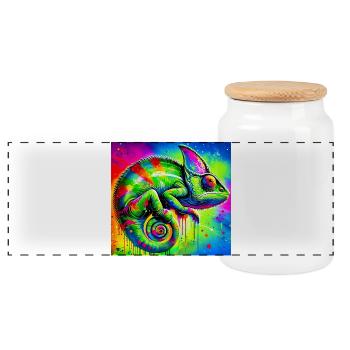 chameleon - Panoramic Cookie Jar with Wooden Lid - white - Front