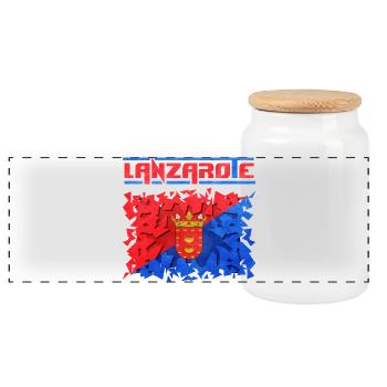 Inscription de l’île de Lanzarote avec armoiries - Boîte à biscuits avec couvercle en bois - blanc - Devant