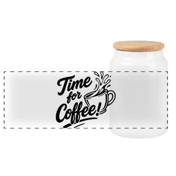 C’est l’heure du café ! - Boîte à biscuits avec couvercle en bois - blanc - Devant
