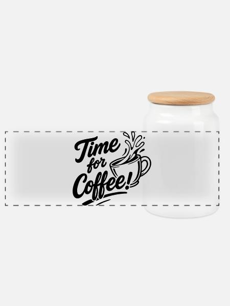 Time for Coffee! - Panorama Keksdose mit Holzdeckel - Weiß