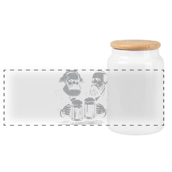 Karl Marx et Engels buvant de la bière - Boîte à biscuits avec couvercle en bois - blanc - Devant