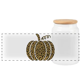 Illustration de citrouille à imprimé léopard - Boîte à biscuits avec couvercle en bois - blanc - Devant
