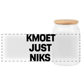 Kmoet just nothing, Antwerp dialect Shirts - Panoramic Cookie Jar with Wooden Lid - white - Front