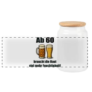 Plus d'humidité à partir de 60 °C – Humour sur la bière - Boîte à biscuits avec couvercle en bois - blanc - Devant
