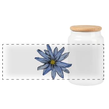 Aquarell-Artistik Gänseblümchen Design - Panorama Keksdose mit Holzdeckel - Weiß - Vorne