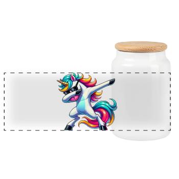 Dab Einhorn Dabbing Einhörner Unicorn Mädchen - Panorama Keksdose mit Holzdeckel - Weiß - Vorne