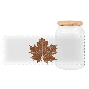 maple leaf - Panoramic Cookie Jar with Wooden Lid - white - Front