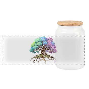 Tree - Panoramic Cookie Jar with Wooden Lid - white - Front