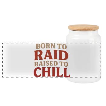 Born to Raid Raised to Chill T-Shirt - Boîte à biscuits avec couvercle en bois - blanc - Devant
