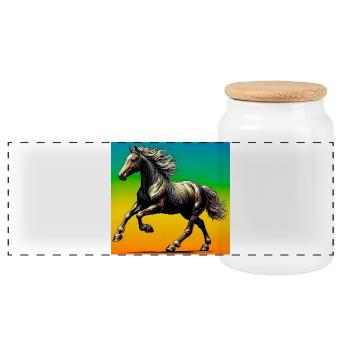 Pferd - Panorama Keksdose mit Holzdeckel - Weiß - Vorne
