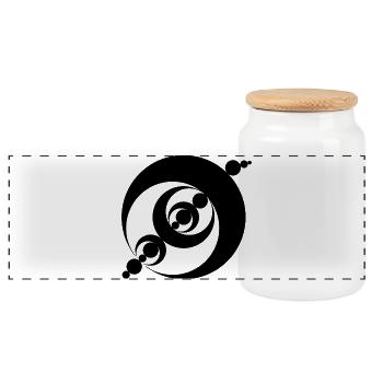 Cosmic Spiral Crop Circle Design - Panoramic Cookie Jar with Wooden Lid - white - Front