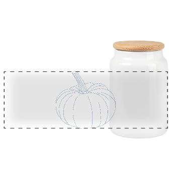 Pumpkin - Panoramic Cookie Jar with Wooden Lid - white - Front