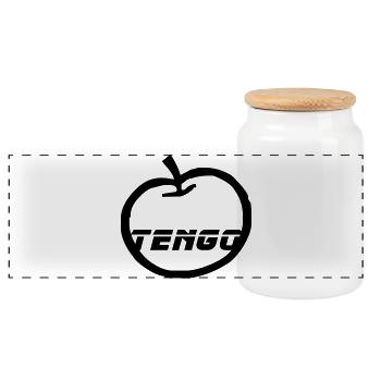 I have an apple - Panoramic Cookie Jar with Wooden Lid - white - Front
