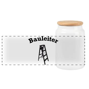 Bauleiter Leiter Wortspiel Bauen Hausbau Baustelle - Panorama Keksdose mit Holzdeckel - Weiß - Vorne