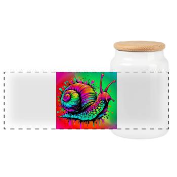 Snail - Panoramic Cookie Jar with Wooden Lid - white - Front