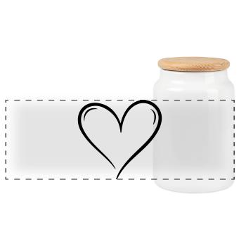 Herz Symbol Illustration - Panorama Keksdose mit Holzdeckel - Weiß - Vorne