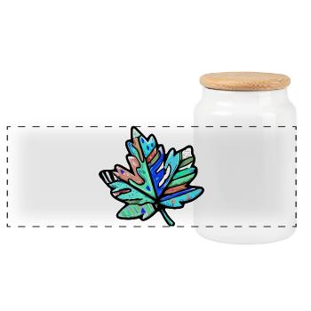 Maple Leaf Colorful Symbol - Panoramic Cookie Jar with Wooden Lid - white - Front