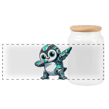 Technique futuriste du robot pingouin cyborg - Boîte à biscuits avec couvercle en bois - blanc - Devant