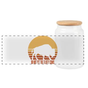 Funny Bold Buffalo Sunset Silhouette - Panoramic Cookie Jar with Wooden Lid - white - Front