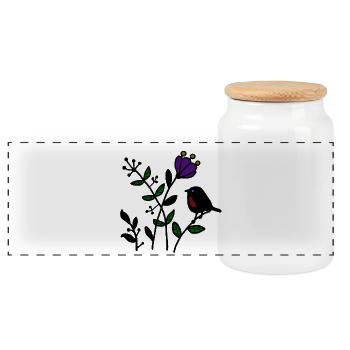 Natur_mit_Vogel - Boîte à biscuits avec couvercle en bois - blanc - Devant