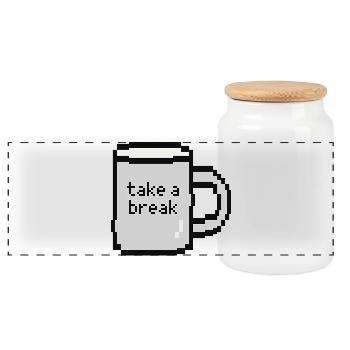 Tasse Relax Check Pixel Art - Boîte à biscuits avec couvercle en bois - blanc - Devant