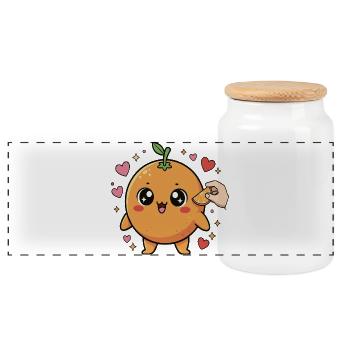 mignon kawaii manga orange - Boîte à biscuits avec couvercle en bois - blanc - Devant