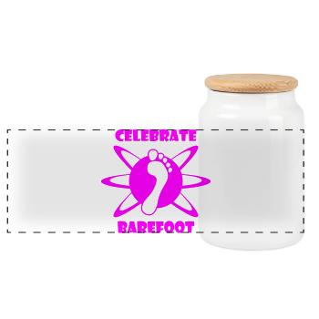 Barefoot to the festival summer - celebrate barefoot - Panoramic Cookie Jar with Wooden Lid - white - Front