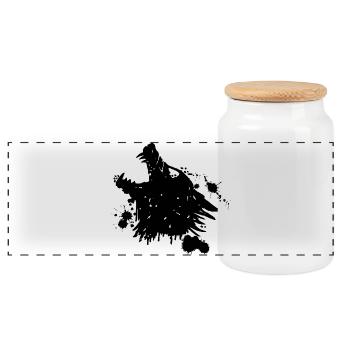 Loup noir hurlant - Boîte à biscuits avec couvercle en bois - blanc - Devant