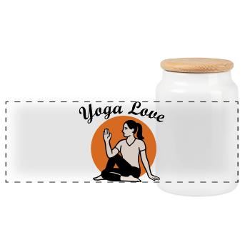 Yoga - Panorama Keksdose mit Holzdeckel - Weiß - Vorne